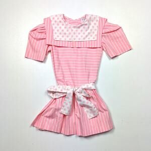 Vintage Hi-Girls Dress Girls Size 5 Pink Drop Waist Stripe Party